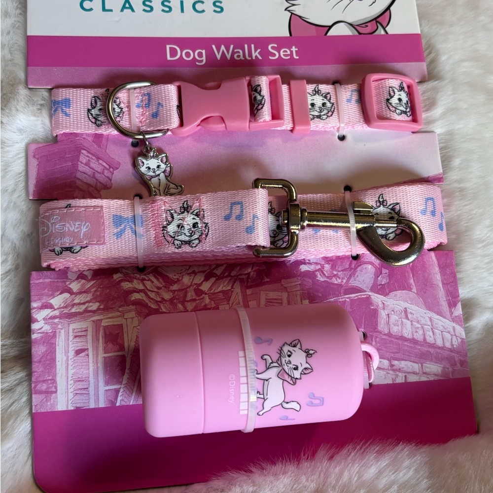 Disney Pink Dog Walk Set with Marie from Aristocats Design
